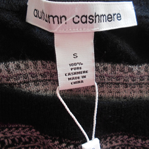 NWT $330 AUTUMN CASHMERE 100% Cashmere Black Combo Fairisle Tunic S/M GORGEOUS! - Picture 7 of 8